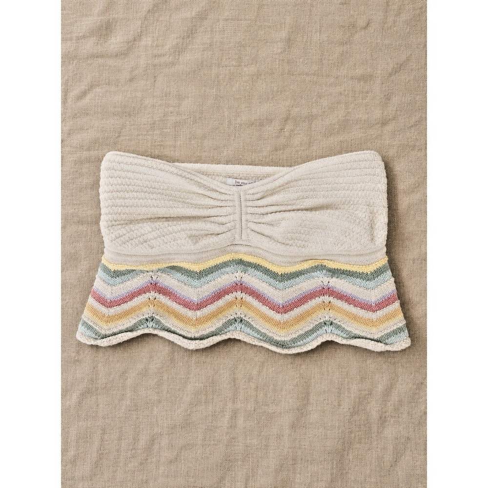 American Eagle "Live Your Life" Pride Rainbow Boho Cropped Tube Top‎ Womens Sz M